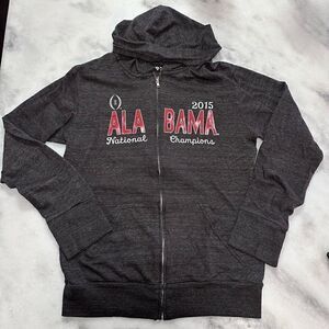 Womens 2015 Vintage Alabama National Champions Dark Grey Zippered Cotton Hoodie